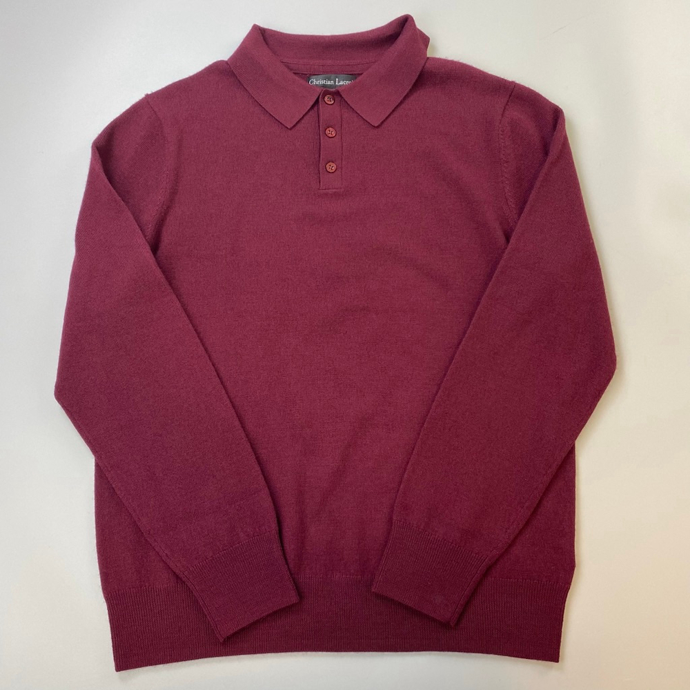 Christian Lacroix Sweater Men M Burgundy 100% Merino Wool Old Money Quiet Luxury